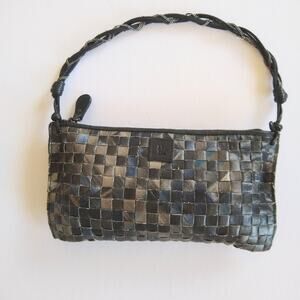 Marla Cielo New York designer canvas paintied woven boho Pouchette bag Small